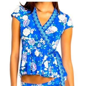 Johnny Was Blue Dove Tankini Top Only Size XS NWT